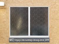 MFZ Innen Ausstellung - Aluminium Festverglasung mit Ornamentglas Delta